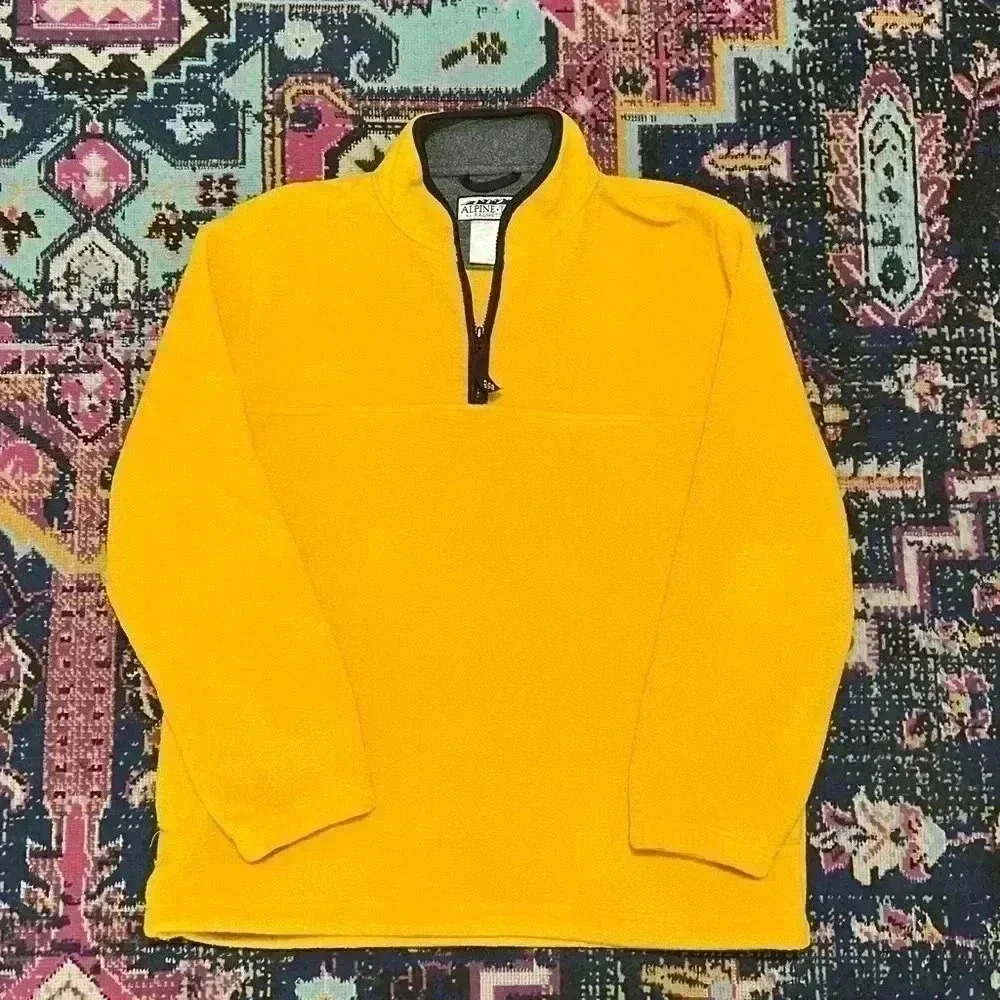 ALPINE TEK By Palmettos Large Yellow Polar‎ Fleece Zip Pullover Sweater Hoodie
